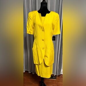 Celine Bright Yellow Midi Dress Suit